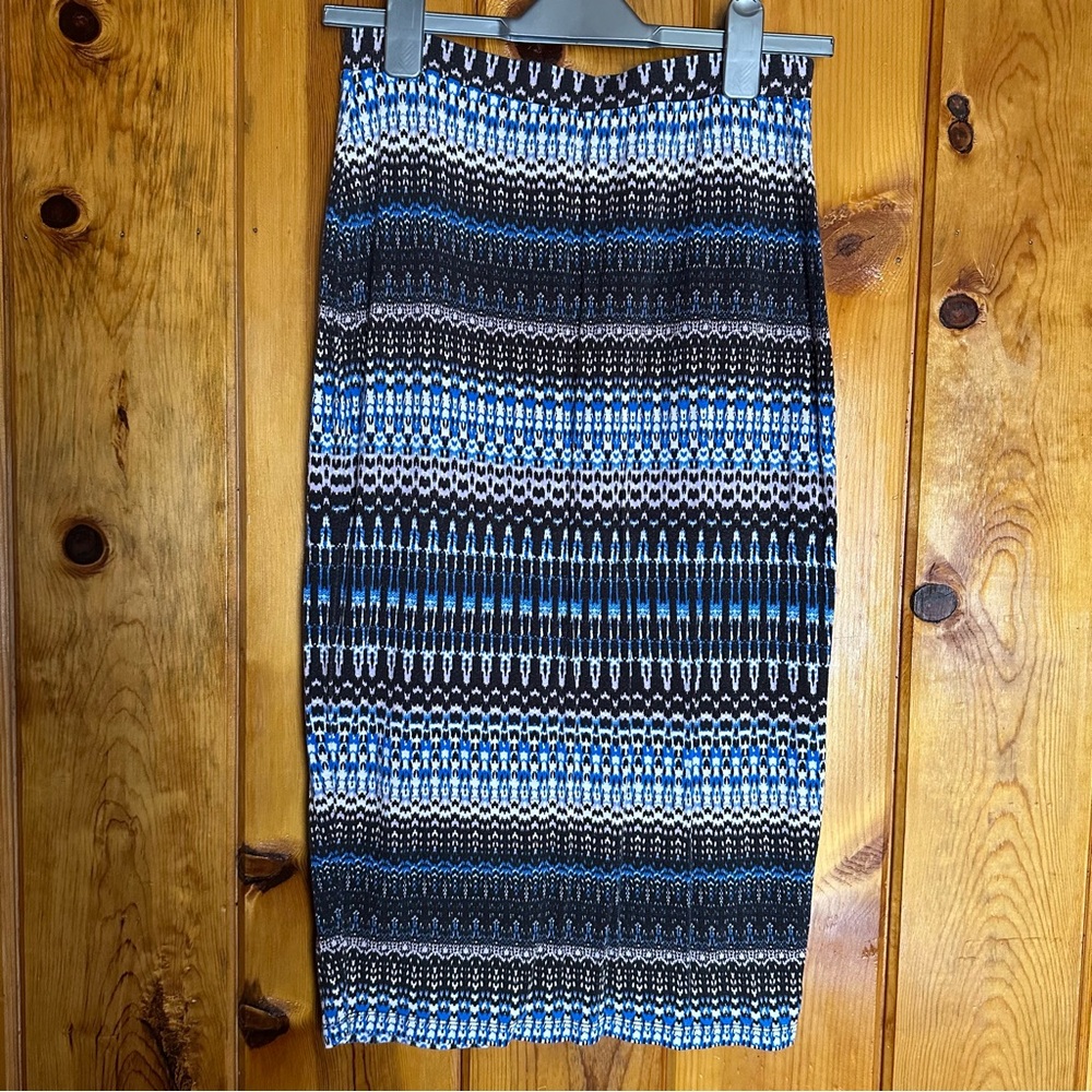Matty M Blue and Black Patterned Women's Skirt